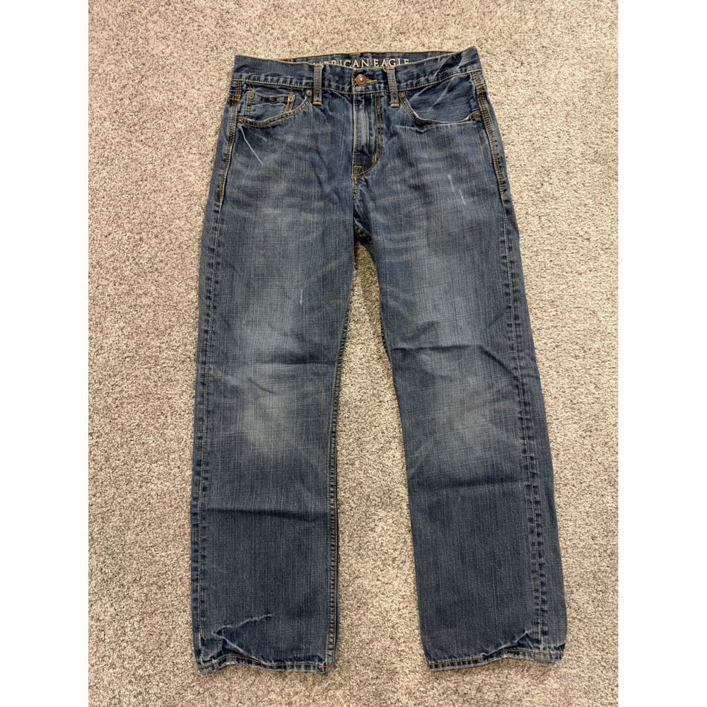 American Eagle Jeans Mens 32x32 Blue Relaxed Fit Medium Wash Straight Leg Denim